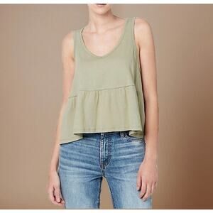 Buffalo David Bitton Babydoll Top Womens Small Green Peplum Tank MSRP $39
